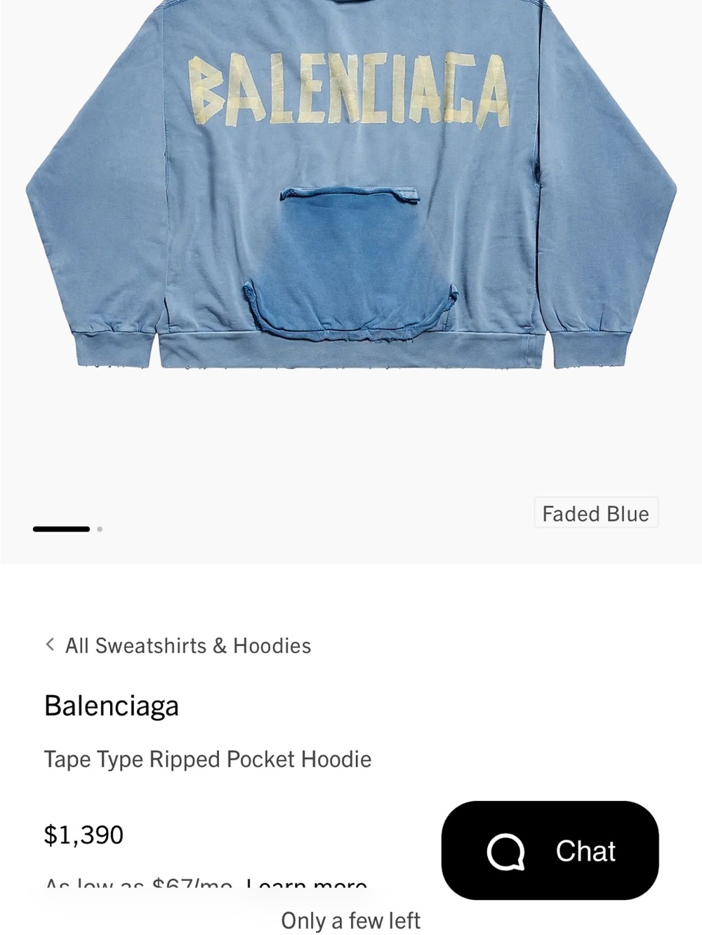 Balenciaga Light Blue Crewneck Hoodie with White Logo - Picture 4 of 5